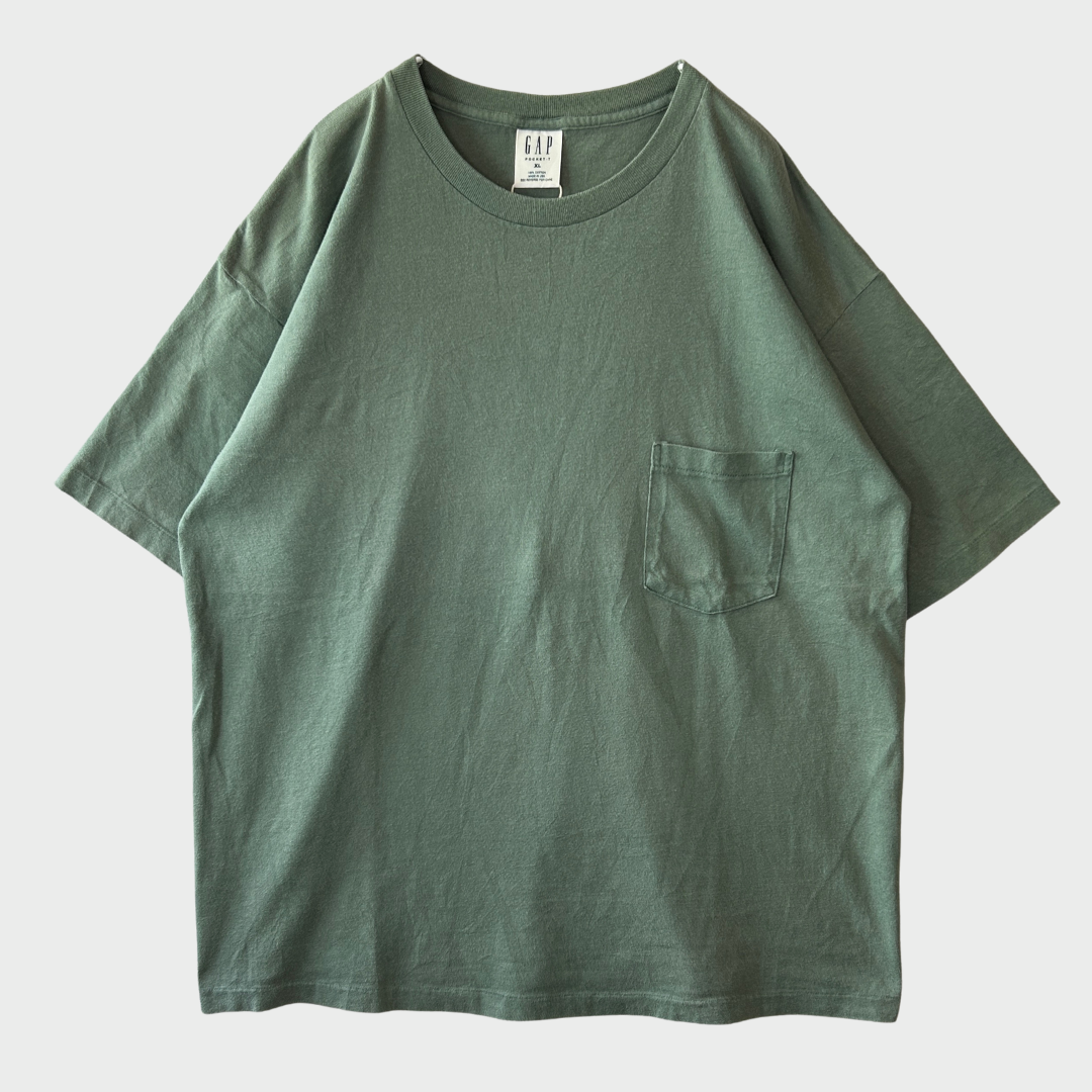 90's OLD GAP ポケットT シャツ シングルステッチ 緑 (XL)/A2782T-SO