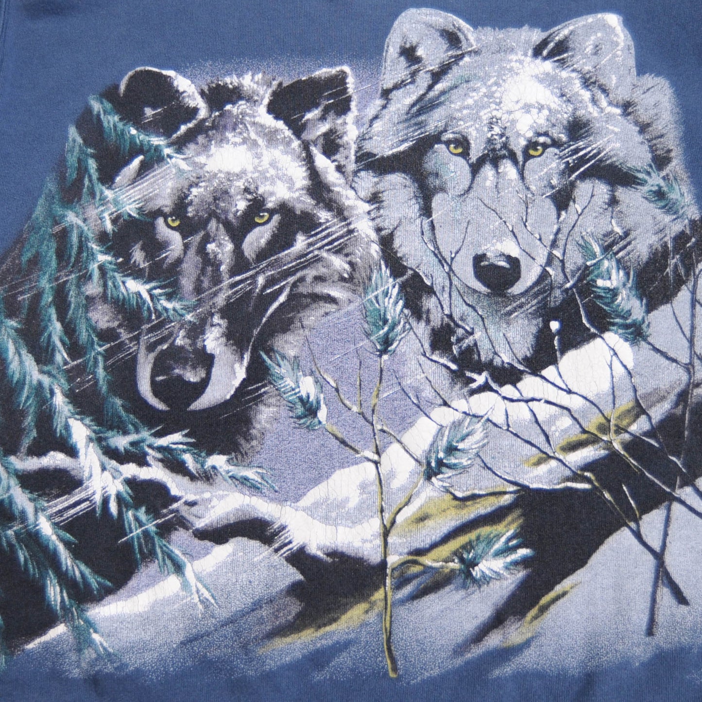 90's オオカミ スウェット ダークブルー (L)/A0339S-SO