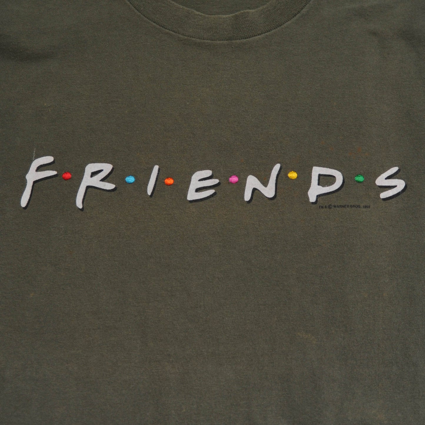 90’s FRIENDS 海外ドラマ NBC プリント&刺繍Tシャツ カーキ (L)/A2714T-O
