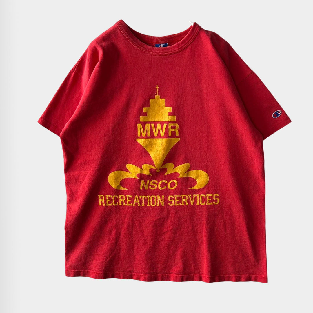 90's Champion NSCO Recreation Services Tシャツ 赤(XL)/A4503T-SO