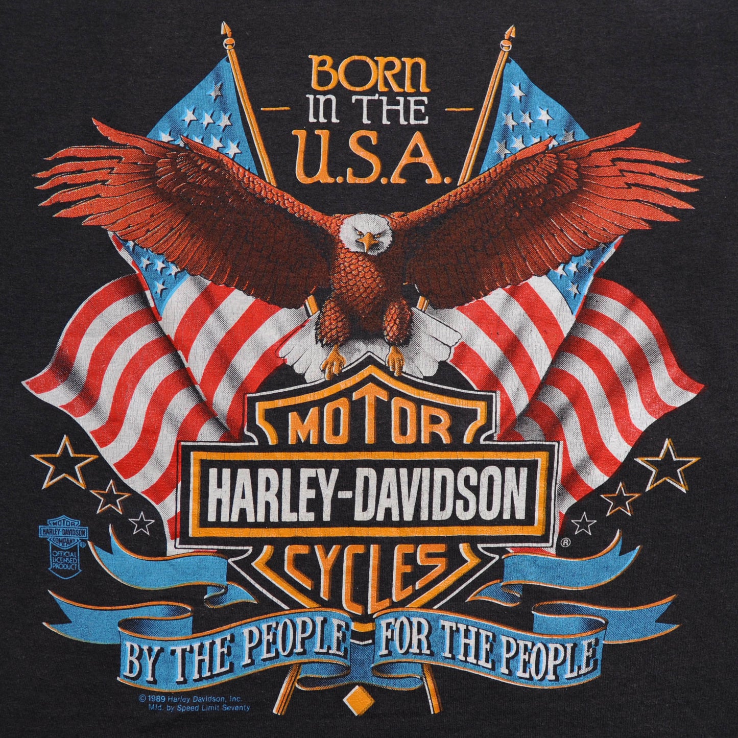 80's HarleyDavidson Born IN THE U.S.A Tシャツ 黒(L)/A4045T-S