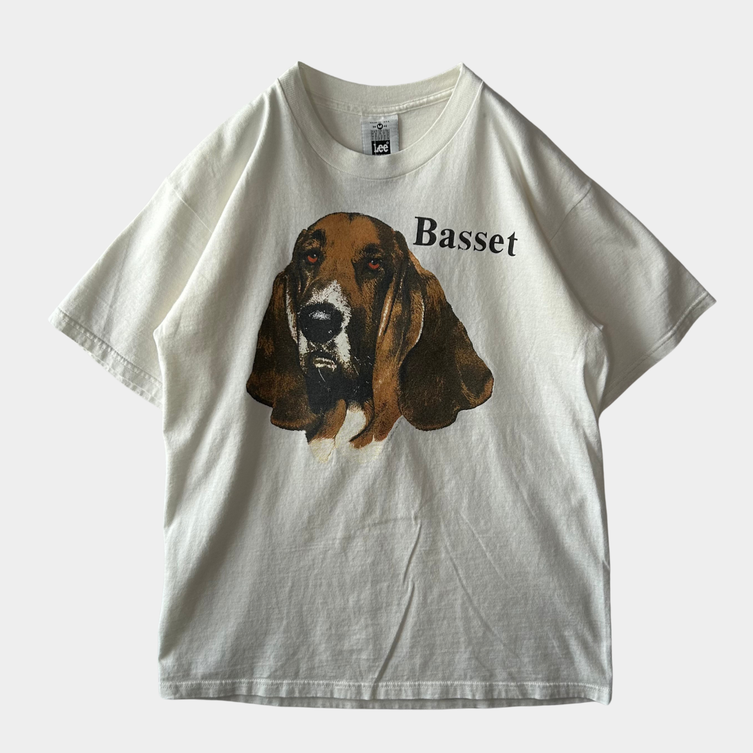 90's Lee Basset Hound 犬プリントTシャツ 白(M)/A4138T-SO