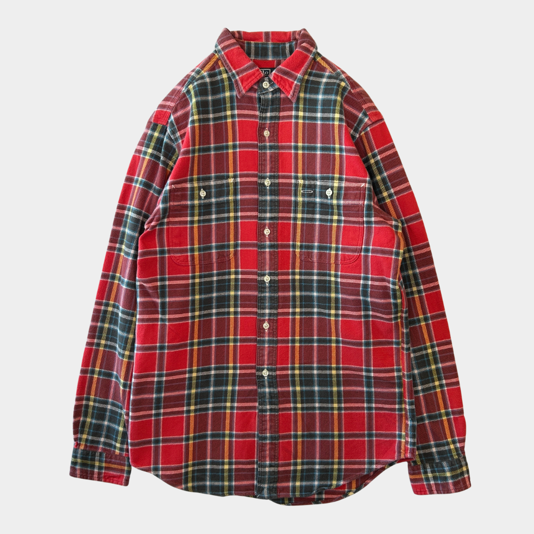 Polo Ralph Lauren SIERRA ネルシャツ　ヘビネル　千鳥格子 00's Polo ラルフローレン ヘビーネルシャツ 赤(M)/B3066SH-SO