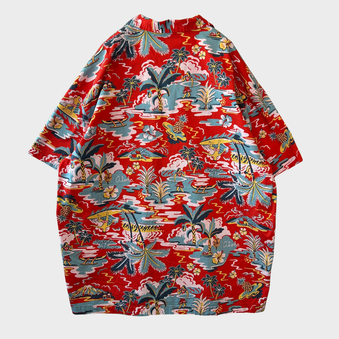 00's Polo Ralph Lauren アロハシャツ 赤 (XL)/A4389S-SO