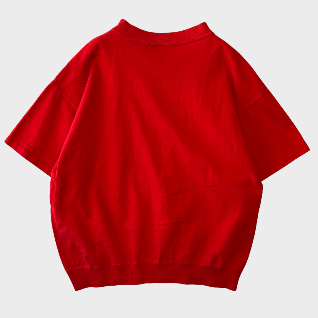 80's ARTEX Fort Lewis Washington 発泡プリント スウェットTシャツ 赤 (M)/A6896T-SO