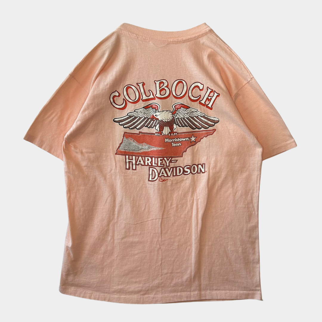 90's HARLEY DAVIDSON "COLBOCH Morristown Tenn" Tシャツ ピンク (不明)/A6487T-SO