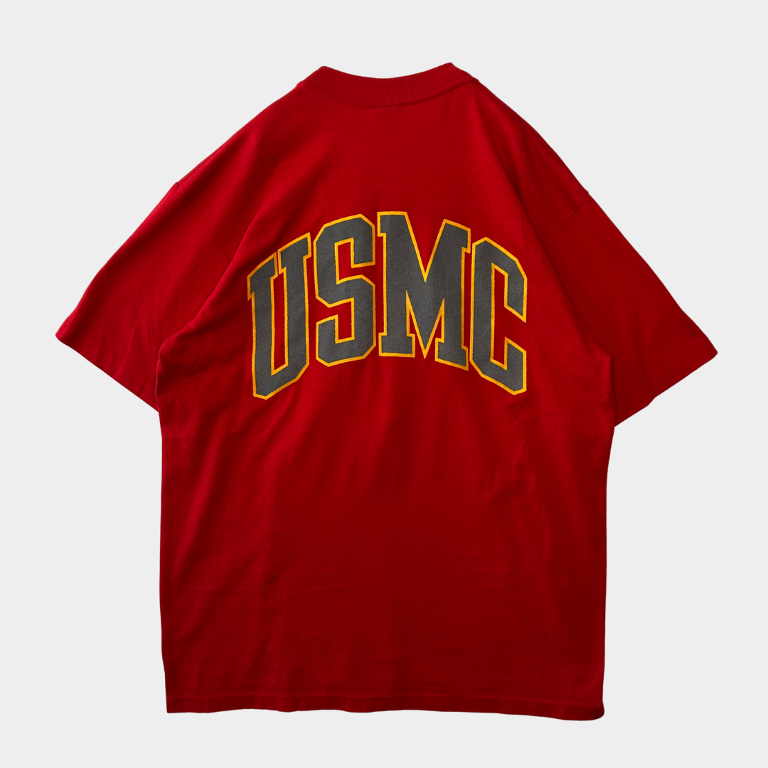 90's SOFFE USMC ミリタリー ロゴTシャツ 赤(L)/A6396T-SO