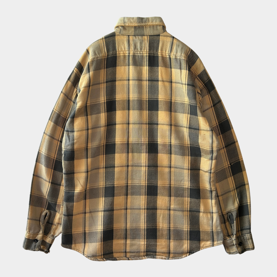 80's FIVE BROTHER flannel shirt ファイブブラザー ネルシャツ ベージュ 黒 (L)/B3085SH-SO