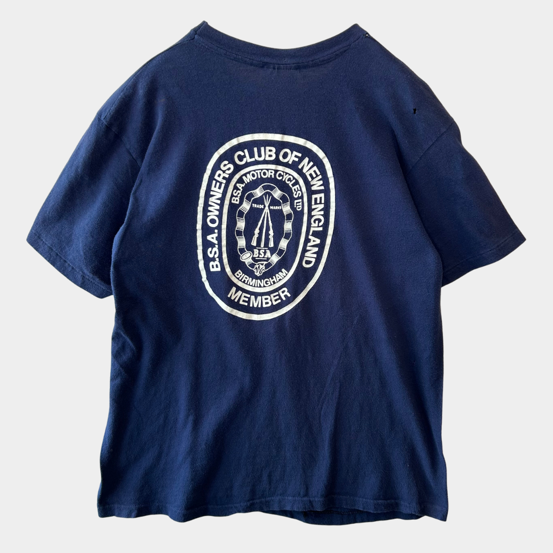 80's BSA OWNERS CLUBメンバーTシャツ バイク 紺(L)/A3709T-SO