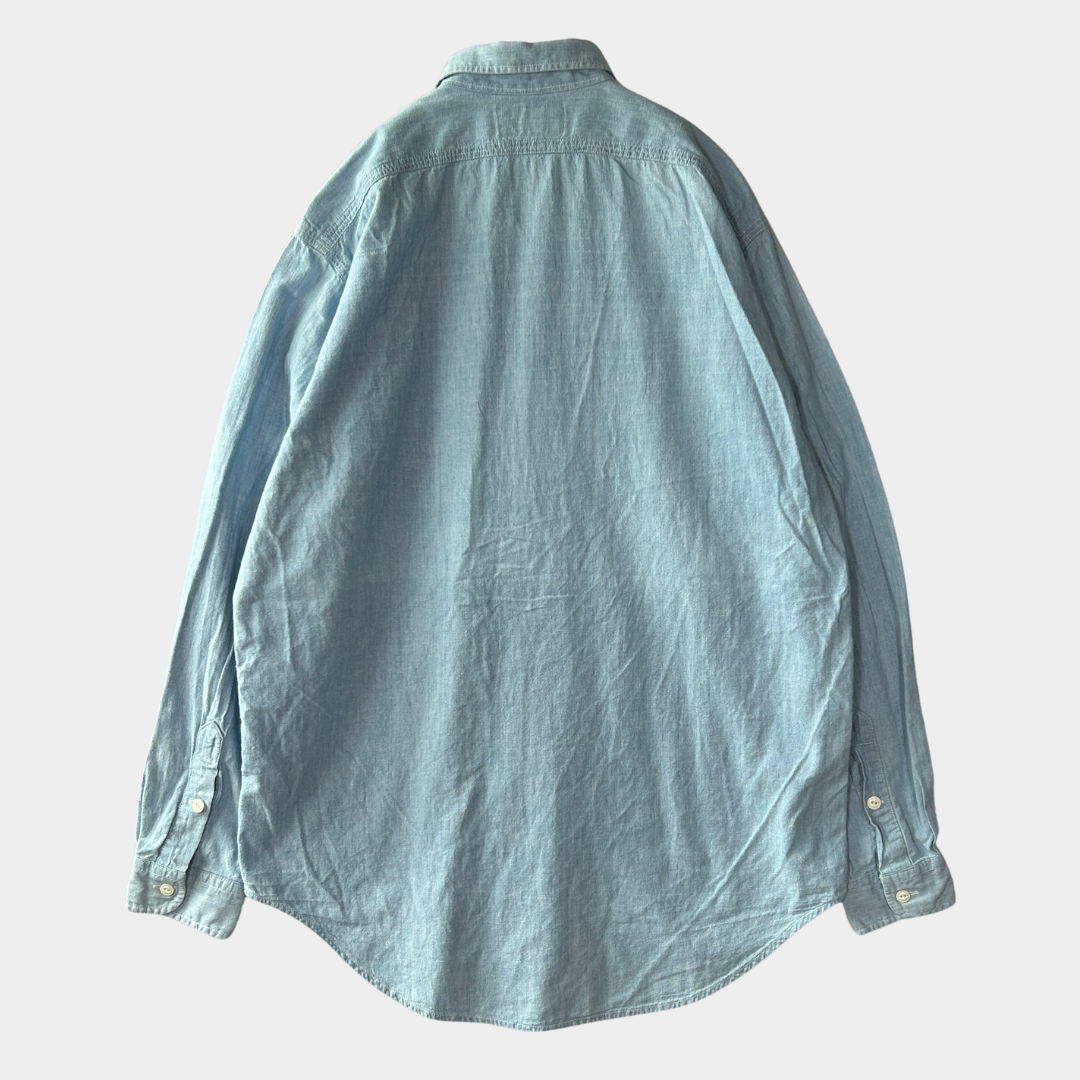 90's Polo by Ralph Lauren シャンブレーシャツ ライトブルー (L)/A7773SH-SO