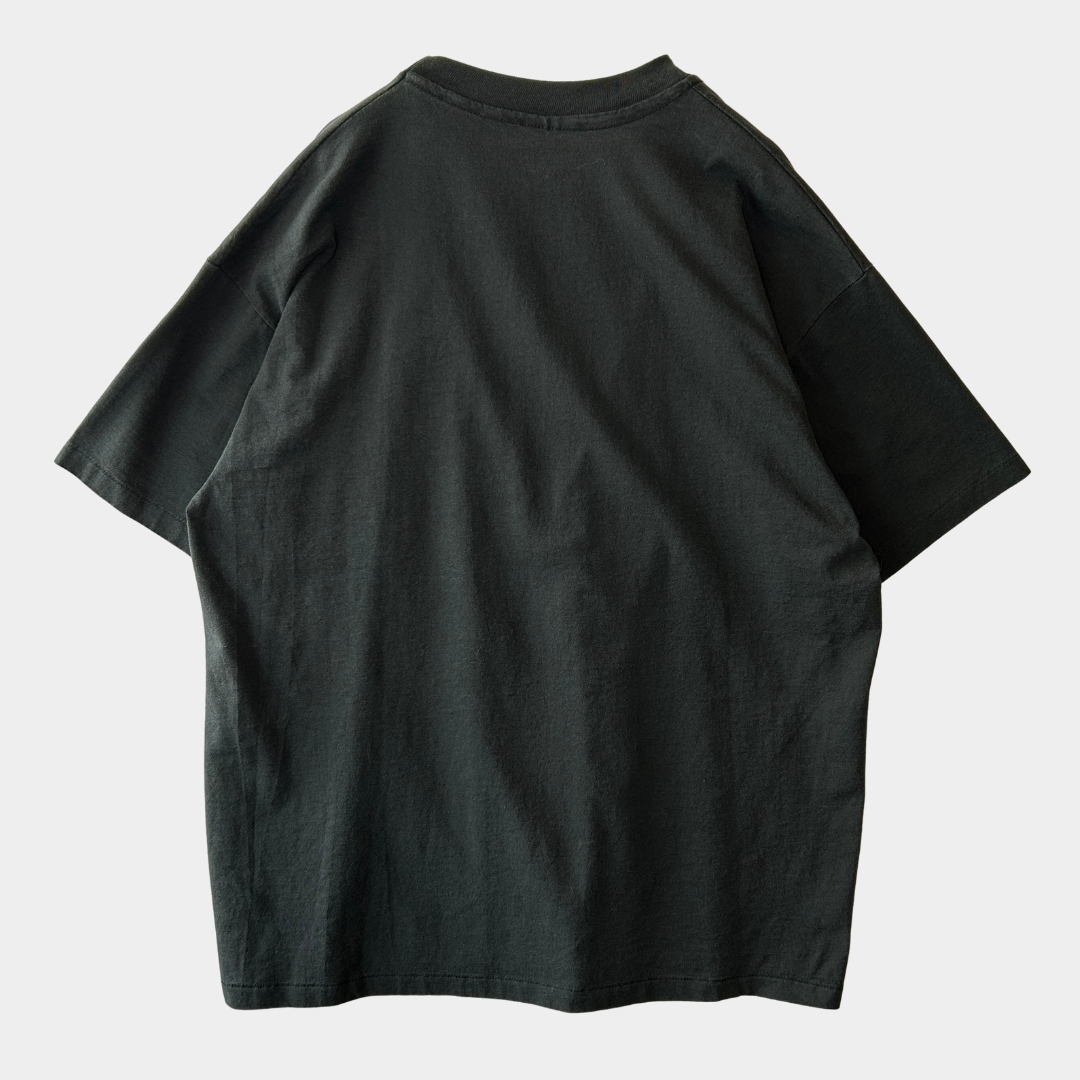80's Hanes メッセージTシャツ シングルステッチ 黒(XL)B2807T-SO