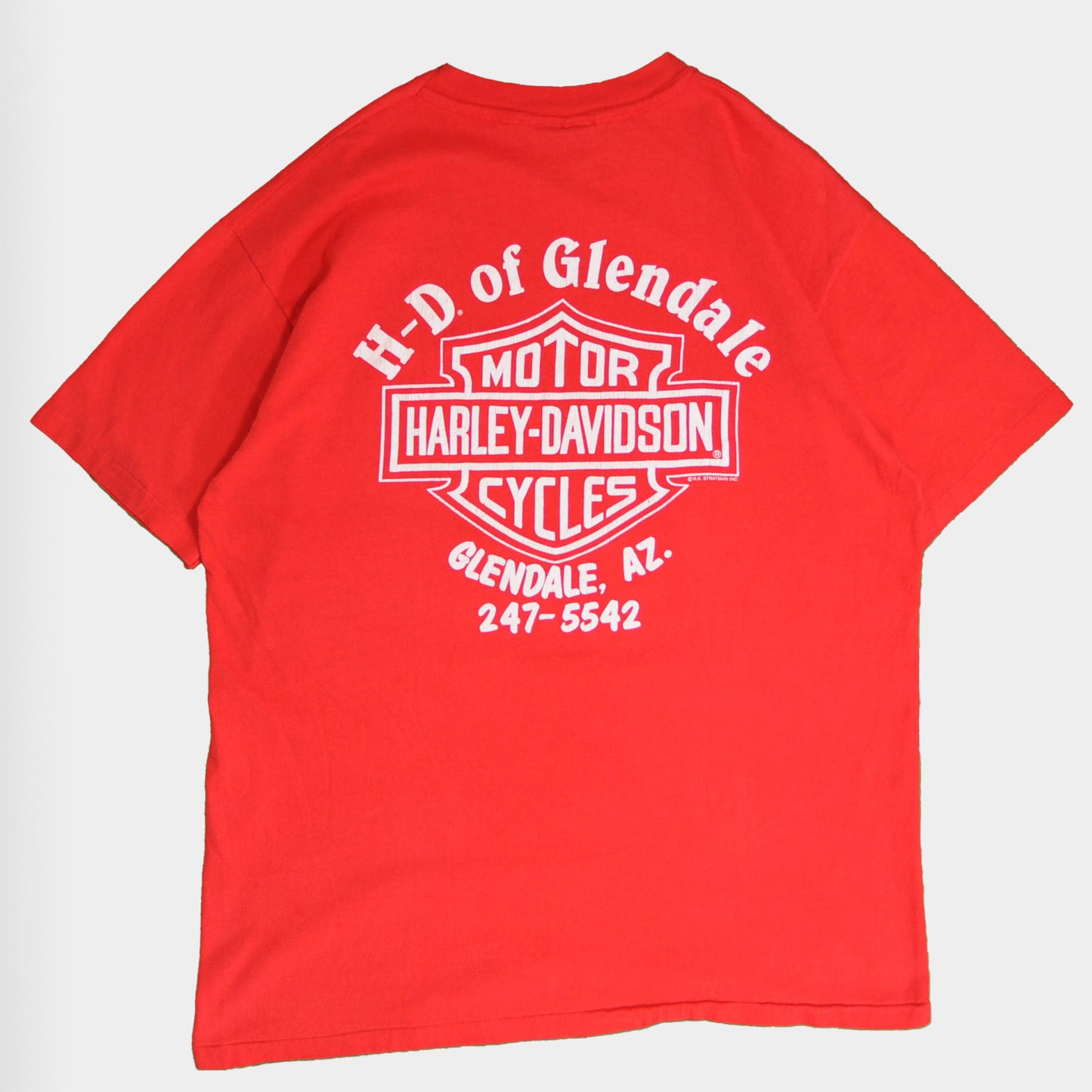 90's HarleyDavidson HDイーグル HーD of Glendale Tシャツ 赤(XL)/A4048T-SO