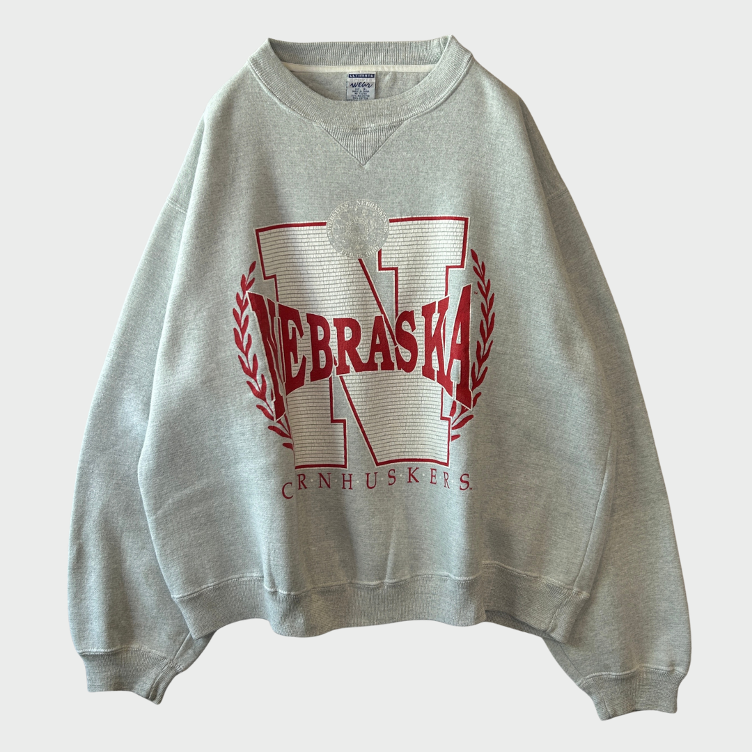 00's Wear "NEBRASKA" Cornhuskers カレッジスウェット 白 (XL)/B1580S-SO
