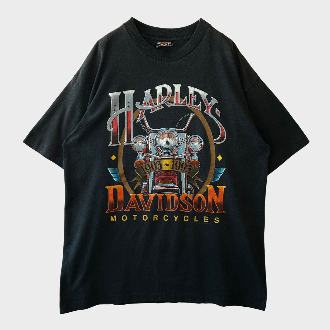 80's Harley-Davidson KSH-ANSBACH GERMANY ハーレープリントTシャツ 黒 (XL)/A3088T-SO