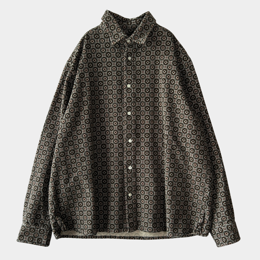 00's BANANA REPUBLIC STANDARD FIT corduroy shirt バナナリパブリック プリント コーデュロイ シャツ (XL)/A7933SH-SO