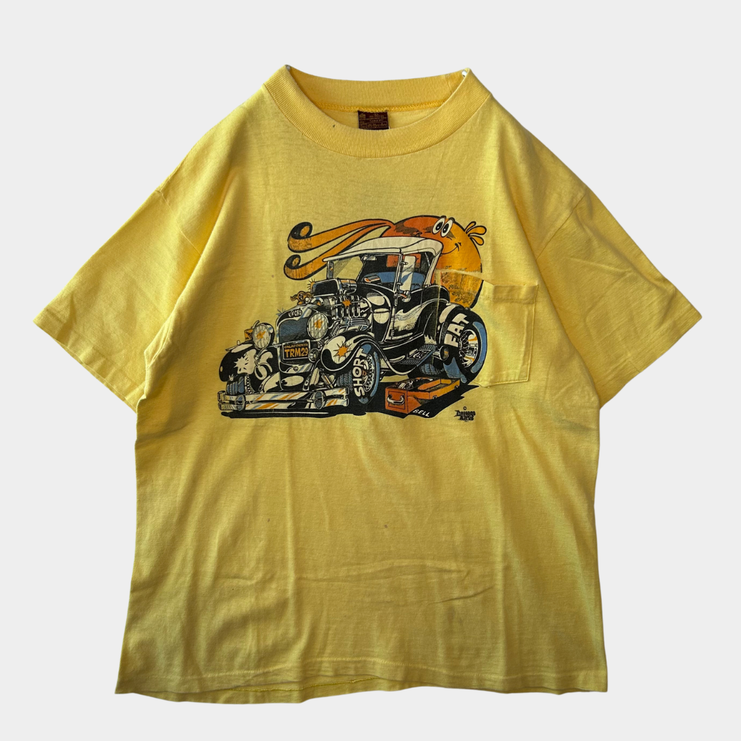 70's Sears Kings Road FORD クラシックカー HOT ROD プリントTシャツ 黄色(L)/A6411T-SO