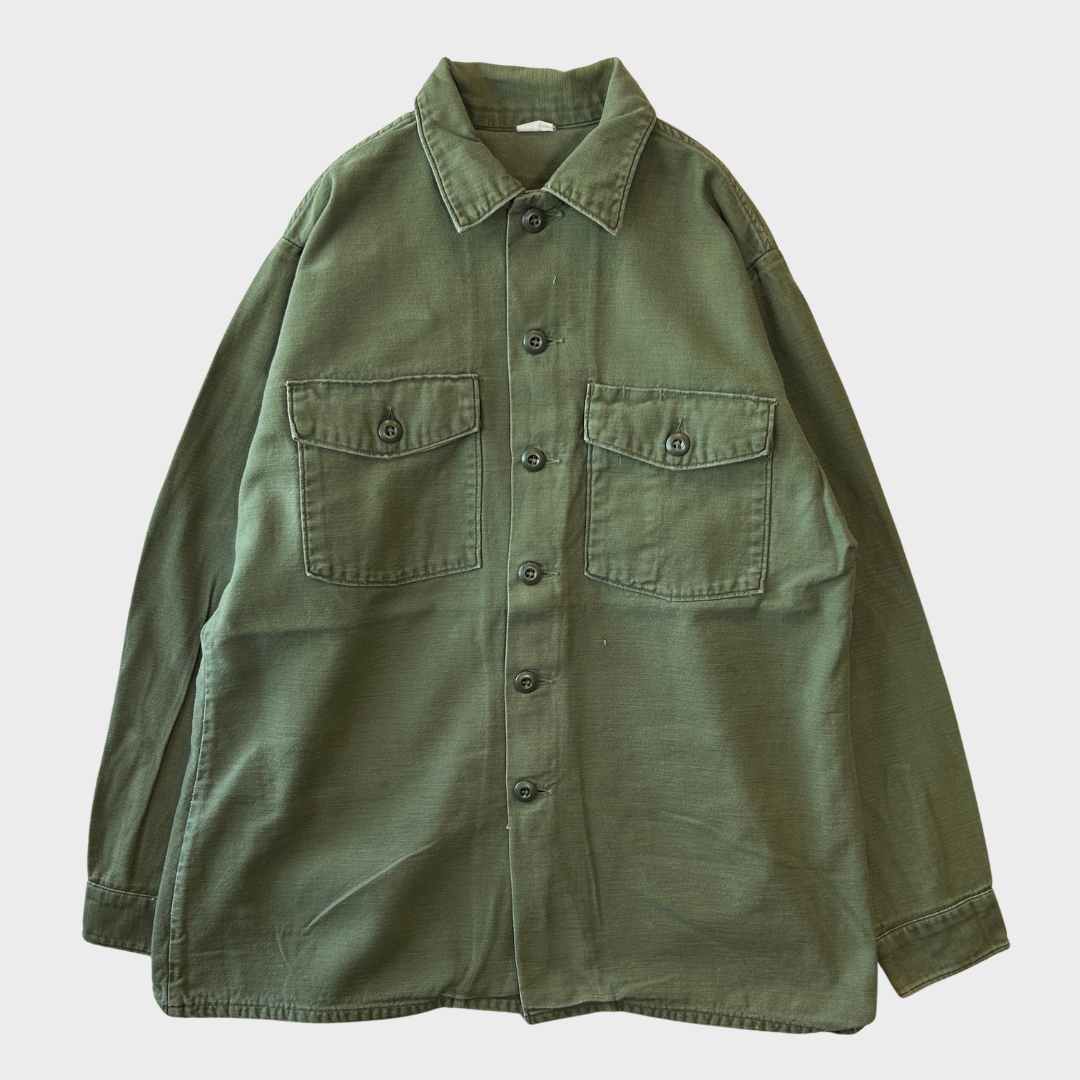 70's US ARMY ユーティリティーシャツ OG 107 ミリタリー カーキ (L)/A7732SH-SO
