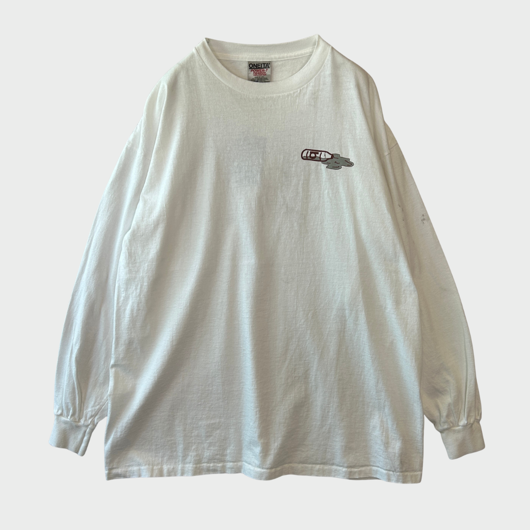 90's ONEITA BUCK-O-NINE バックプリント バンド ロンT 白 XL /A3077T-SO