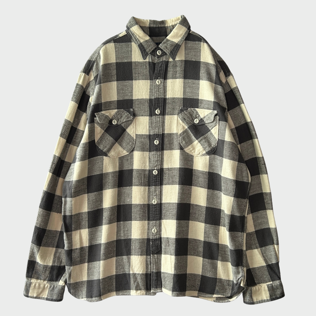 00's Polo Ralph Lauren ラルフローレン チェックシャツ 黒白 (XL)/A0983SH-SO