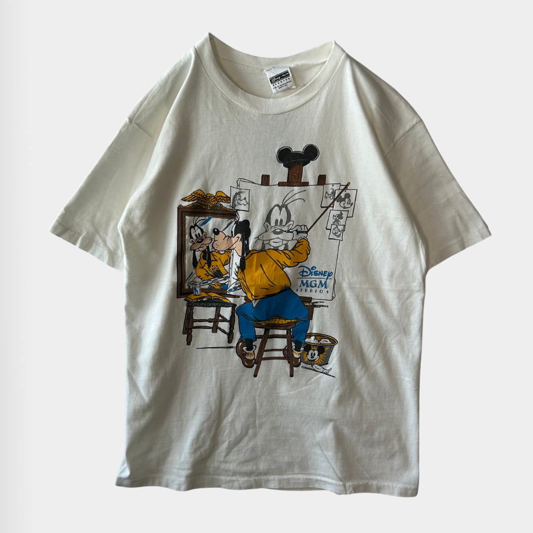 80's Disney MGM STUDIOS グーフィー Tシャツ ホワイト (M)/A3889T-SO