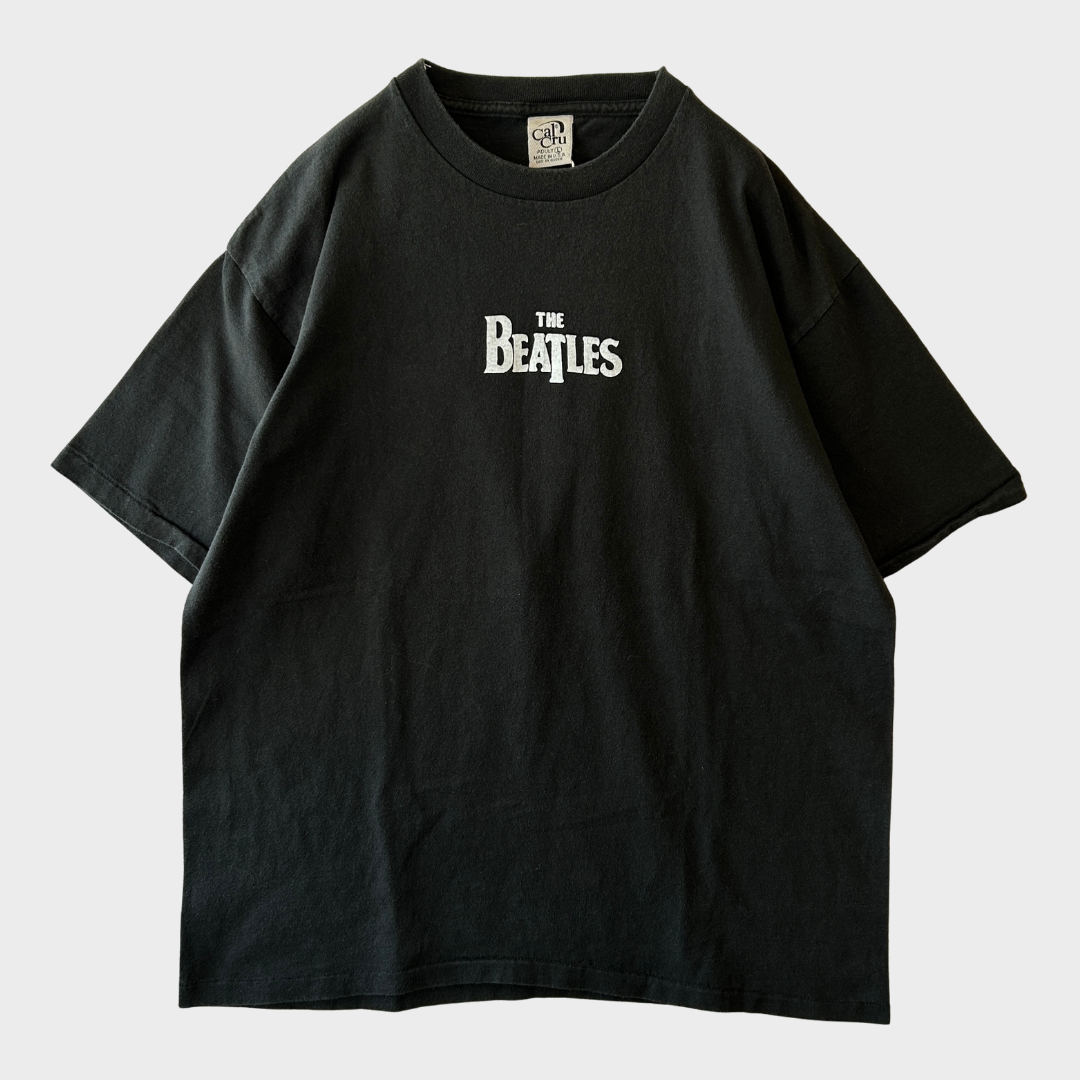 90's CalCru THE BEATLES 文字プリントTシャツ 黒 L /A7450T-SO