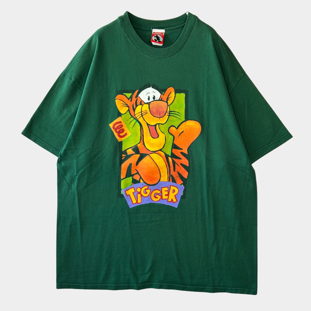 00's DISNEY MICKEY,INC TIGGER ディズニー ティガー Tシャツ グリーン (XL)/A7328T-SO