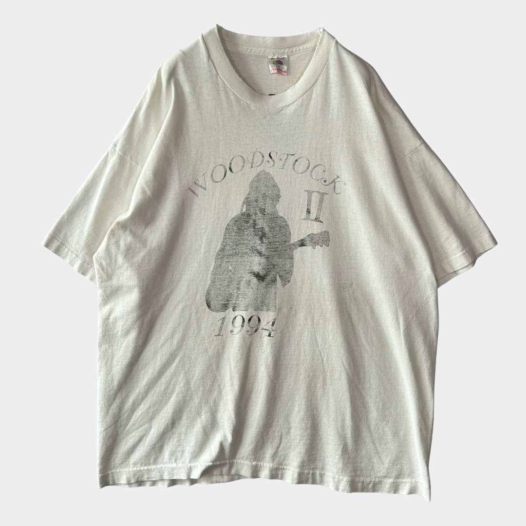 90's Woodstock 1994ウッドストック 染み込みプリントTシャツ 白 Fruit of the loom(XL)/A3947T-SO