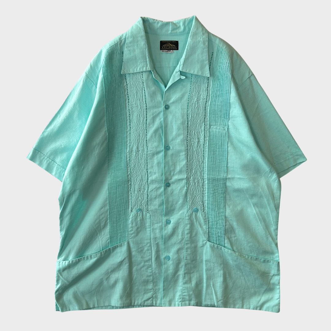 00's YUCATAN キューバシャツ 水色 (XL)/A7641S-SO