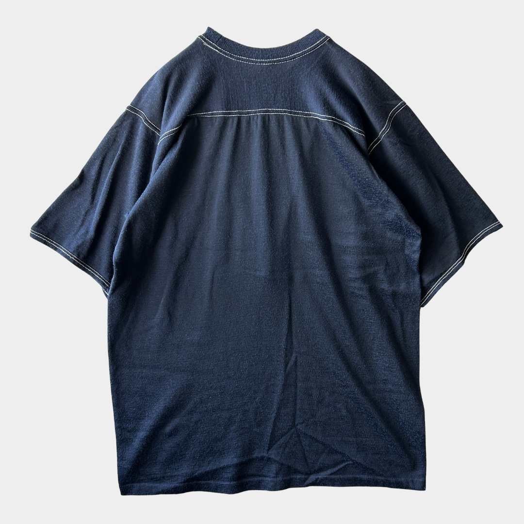 80's ARTEX "LOYORA" フットボールTシャツ ナイロン/コットン 紺(L)/A7408T-SO