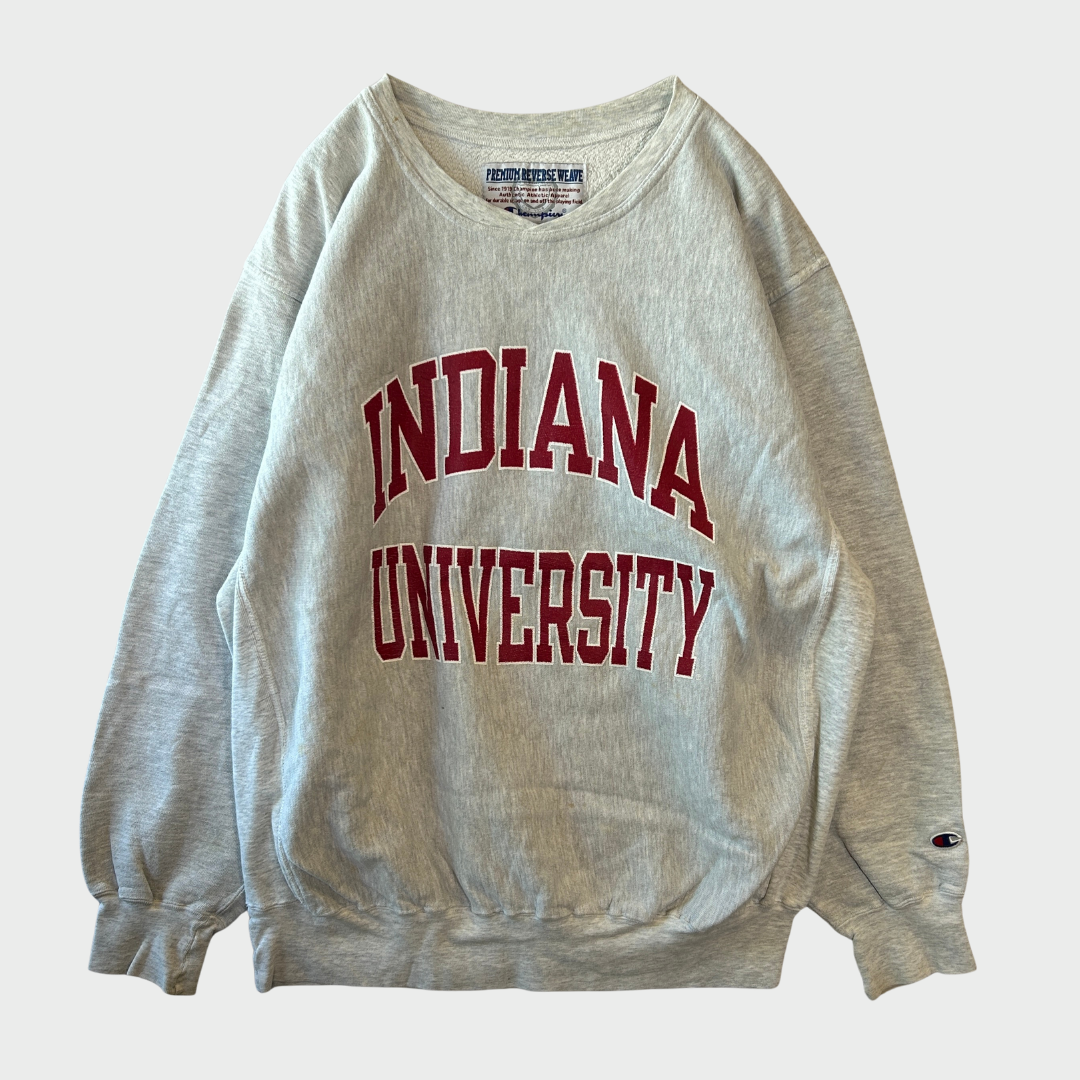 00's Champion "Indiana University" リバースウィーブ カレッジスウェット 白 (XL)/A2143S-SO
