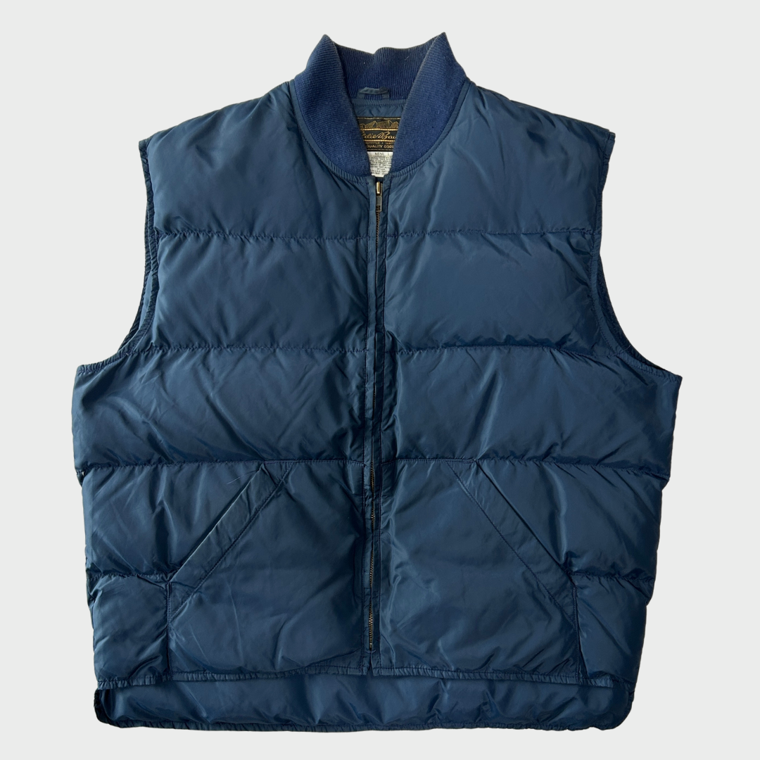 90's Eddie Bauer エディーバウアー ダウンベスト 紺 (L)/A8967V 90's Eddie Bauer エディーバウアー ダウンベスト 紺 (L)/A8967V