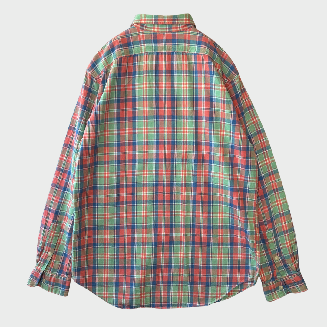 00's Ralph Lauren ラルフローレン チェックシャツ き緑橙青 (L)/A3521S-SO