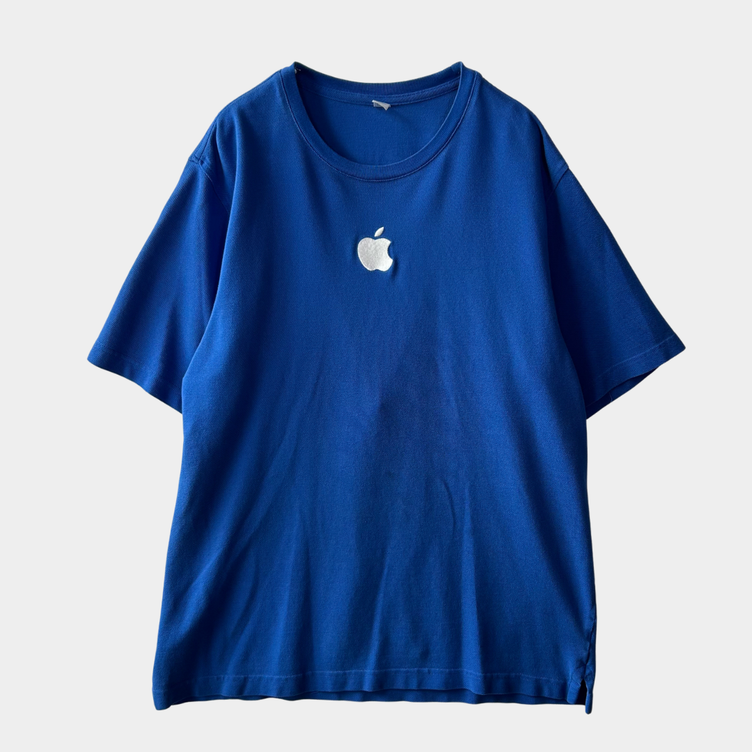 00's Apple アップルロゴ刺繍 企業Tシャツ 鹿の子 青(L)/B2453T-SO