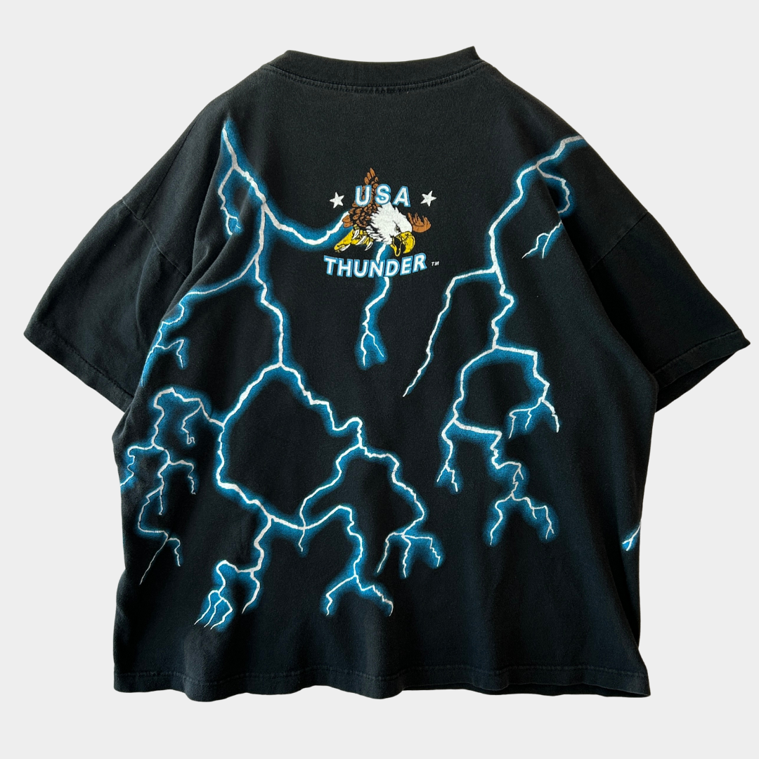 90's USA Thunder アメリカンサンダー アニマルプリントTシャツ 狼 (XL)/A7138T-SO