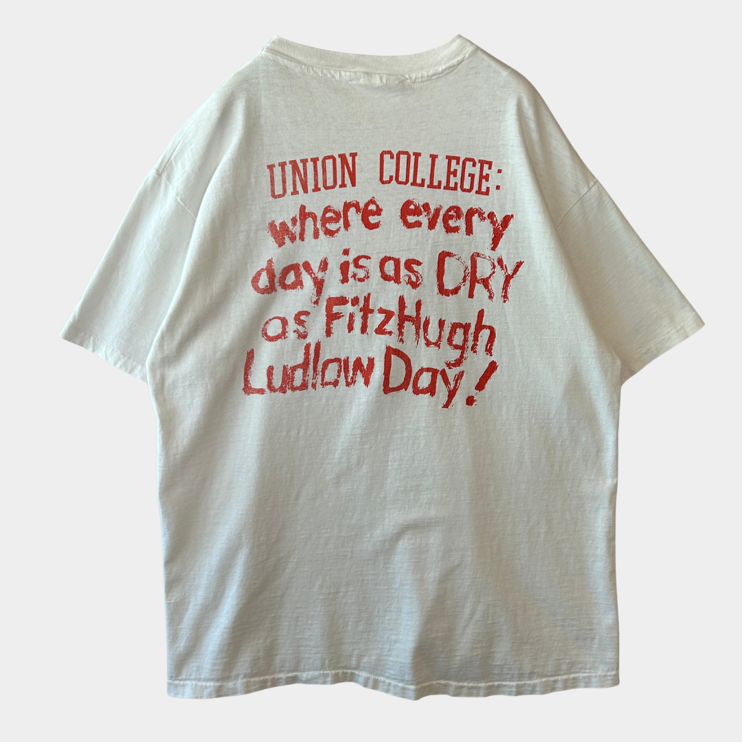 90's Hanes UNION COLLEGE イベントTシャツ アート 白(XL)/A7327T-SO