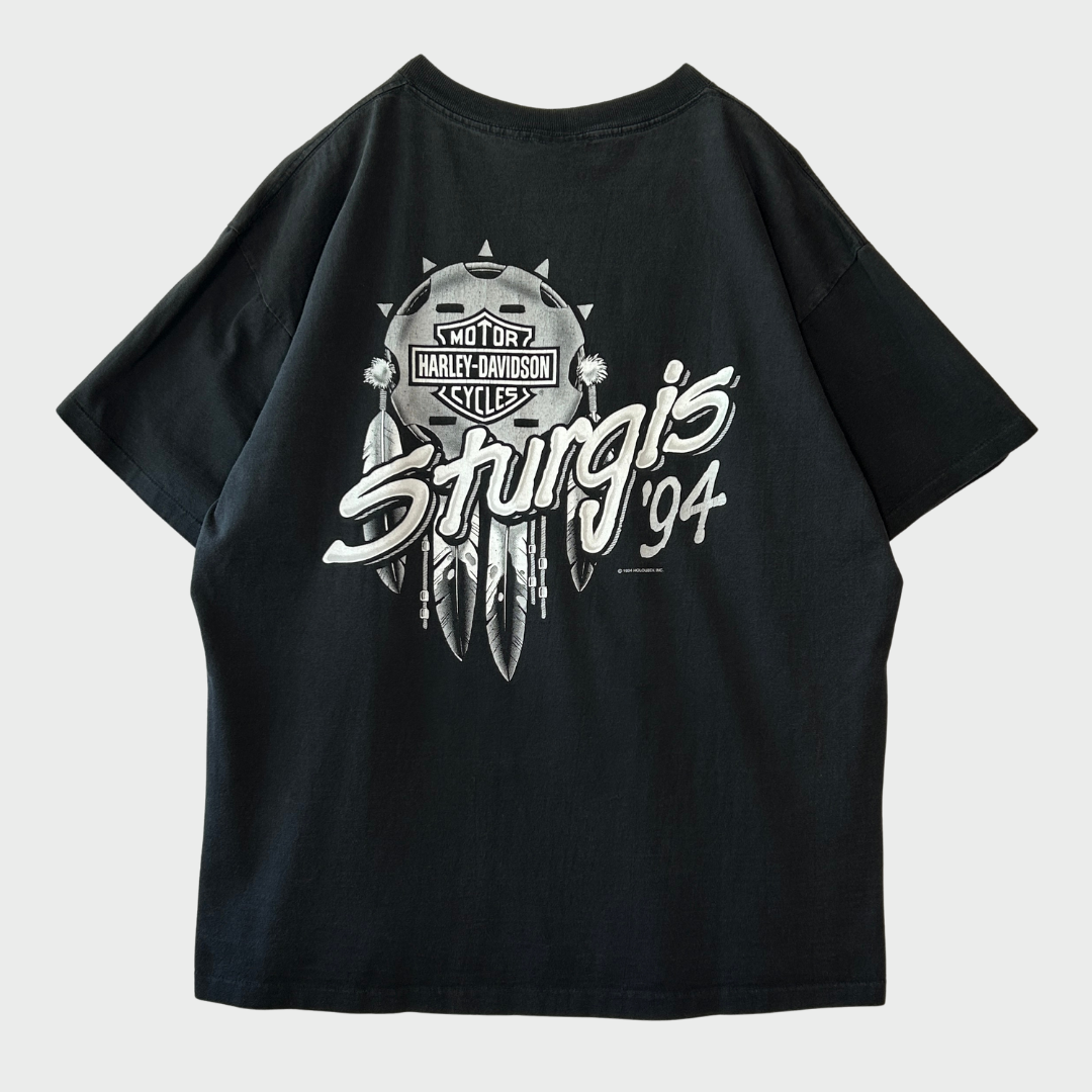 90's HARLEY-DAVIDSON"Sturgis94" Tシャツ シングルステッチ 黒(L)/A3052T-SO
