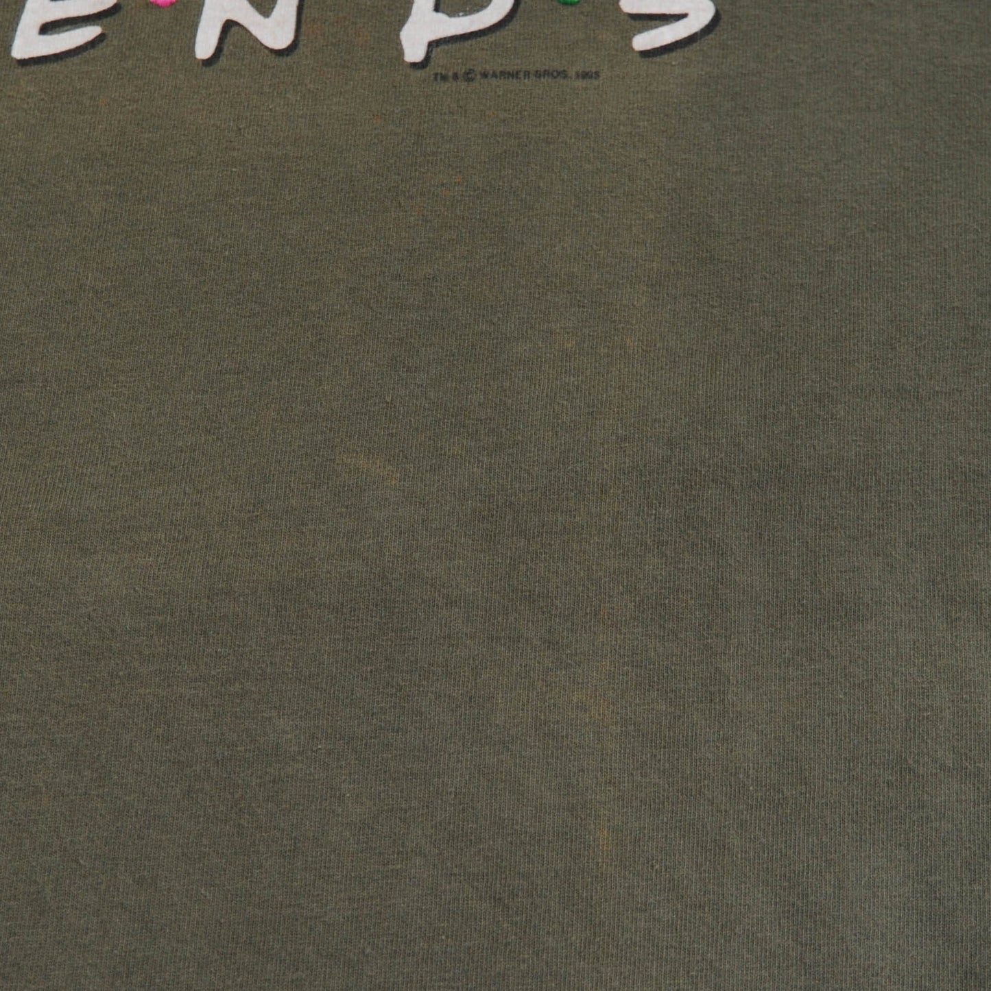 90’s FRIENDS 海外ドラマ NBC プリント&刺繍Tシャツ カーキ (L)/A2714T-O