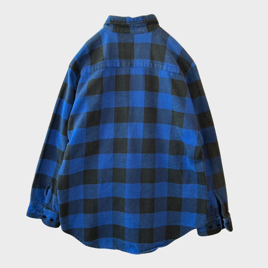 90's Dickies ディッキーズ ネルシャツ バッファローチェック 青黒 (L)/B2913SH-SO