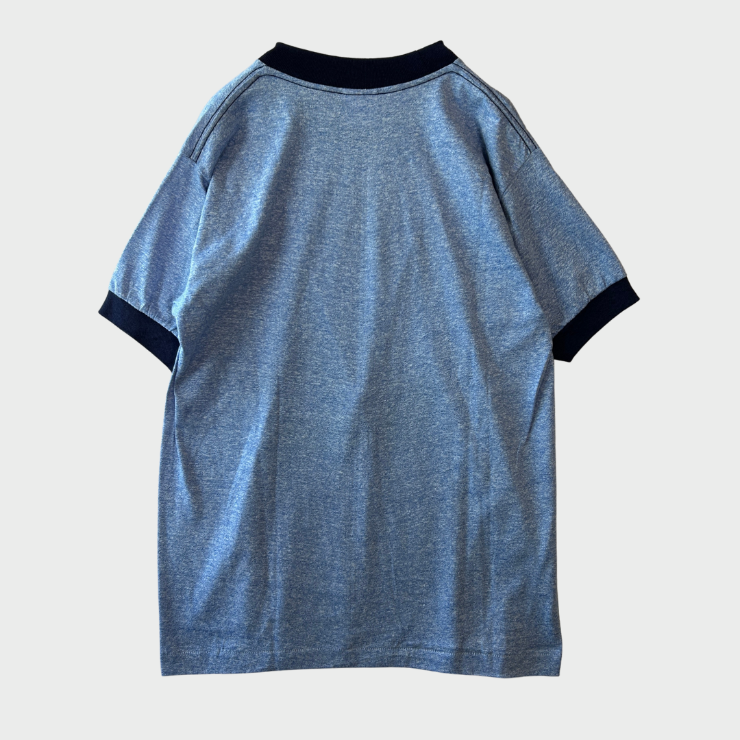 80's Disney オールドミッキー リンガーTシャツ 青 霜降り (M)/A7630T-SO