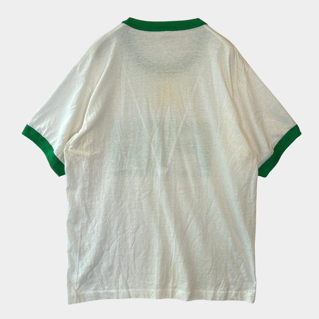 80's Screenstars FBI リンガーTシャツ 白緑(L)/B2744T-SO