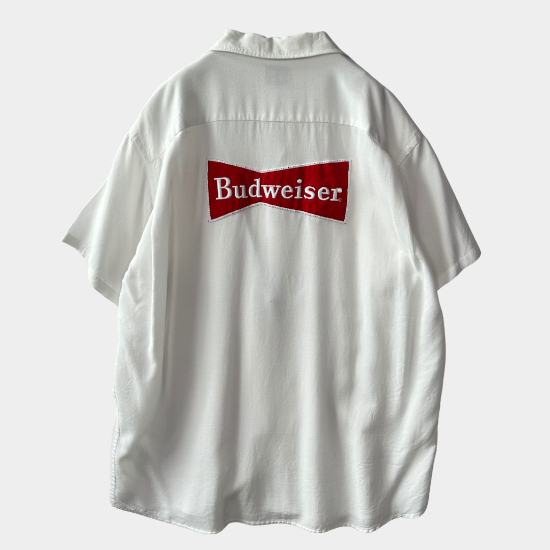 60's Hilton レーヨンボーリングシャツ BUDWEISER バドワイザー 白(L)/A3240SH-SO