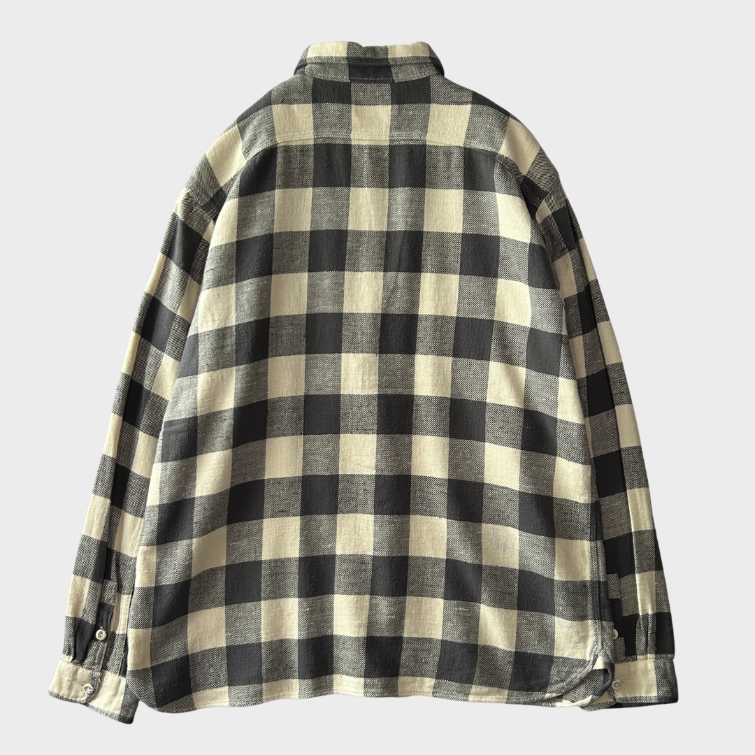 00's Polo Ralph Lauren ラルフローレン チェックシャツ 黒白 (XL)/A0983SH-SO