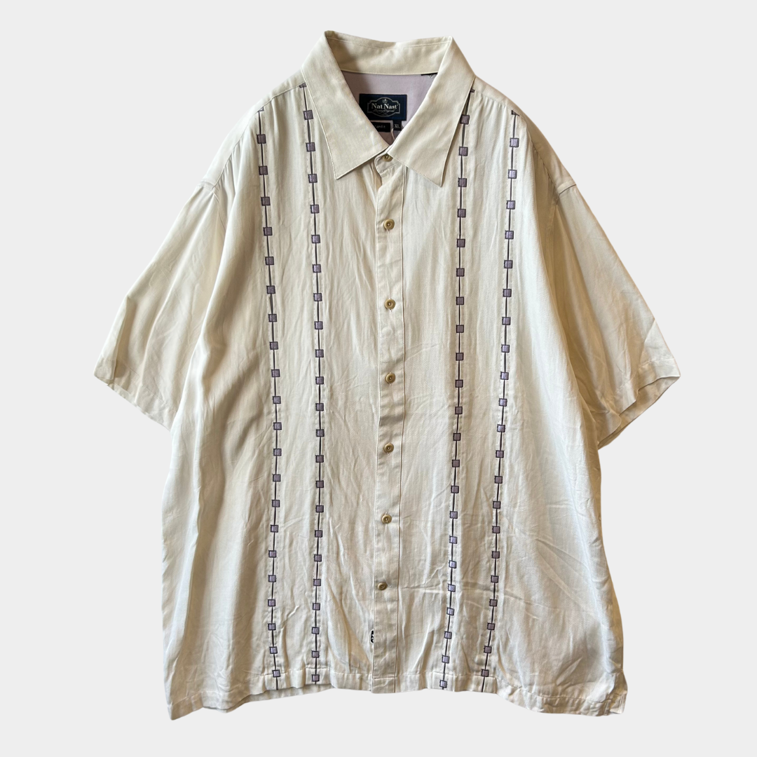 Nat Nast 半袖シャツ 刺繍 白 (XL)/A3712SH-SO