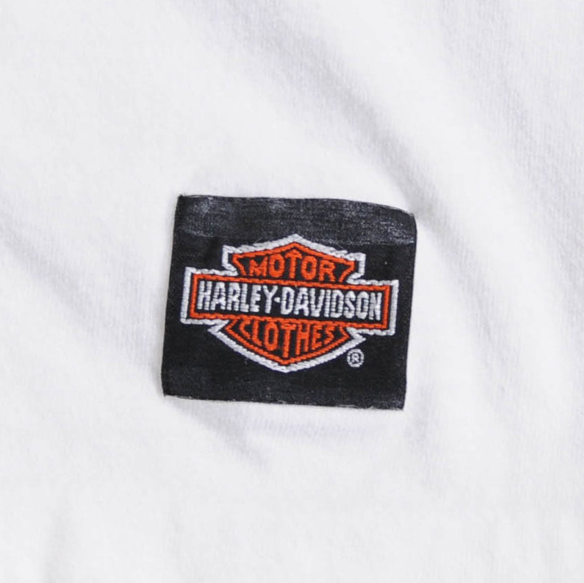 90's HARLEY DAVIDSON ファイヤーイーグル ロングスリーブ プリントTシャツ 白(LG)/A2662T-SO