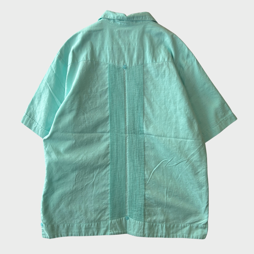 00's YUCATAN キューバシャツ 水色 (XL)/A7641S-SO