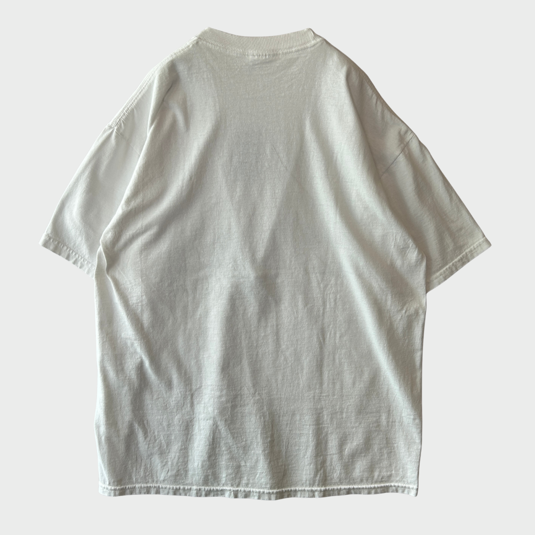 00's Jerzees "WAITING... for the perfect man" 骸骨 メッセージTシャツ 白 (L)/B2806T-SO