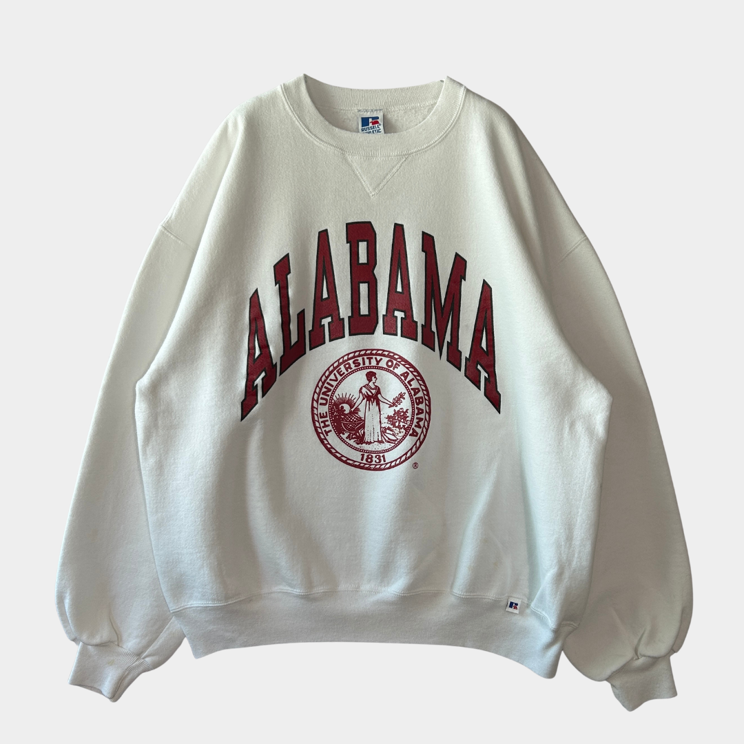 90's RUSSELL ATHLETIC "ALABAMA" カレッジ スウェット ホワイト (XL)/A5608S-SO