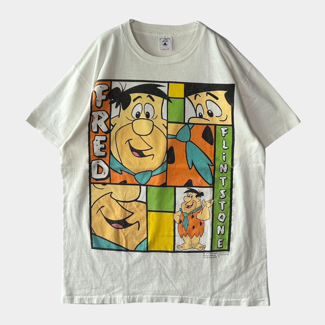 90's DELTA "FRED FLINTSTONE" Tシャツ ホワイト (L)/A7575T-SO