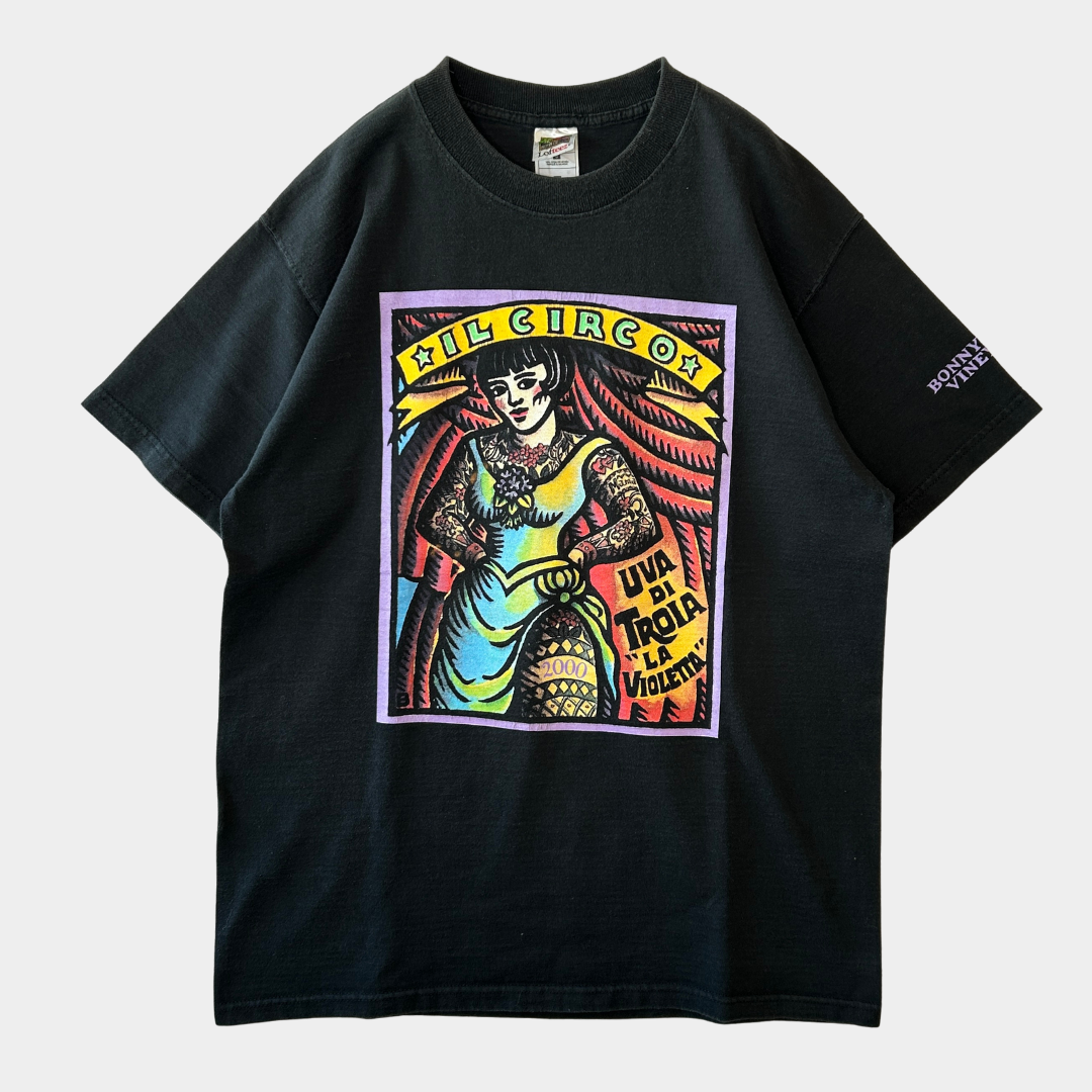 00's Fruit of The Loom IL CIRCO イタリア サーカスTシャツ 黒(XL)/A7526T-SO