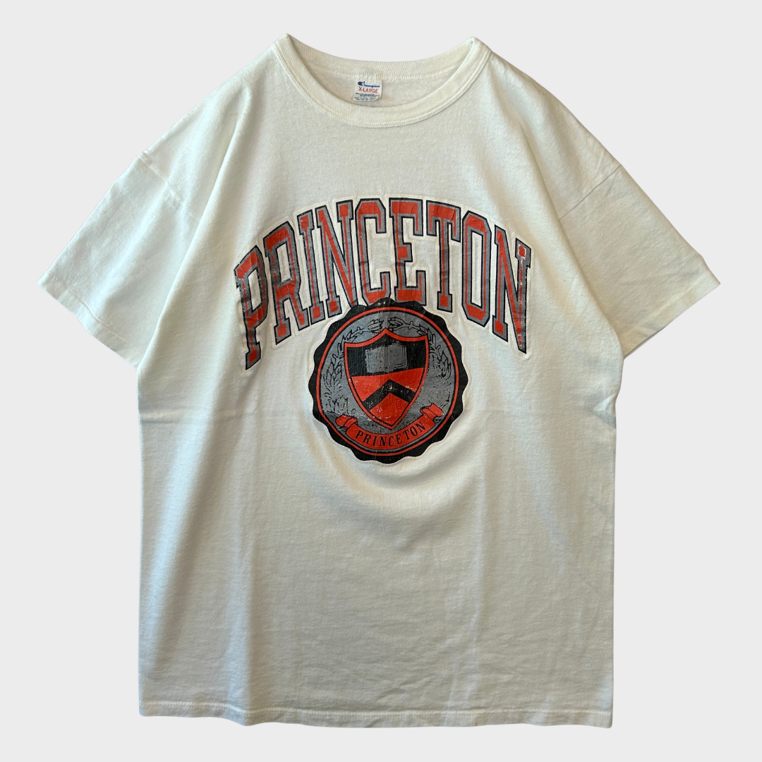 80's champion PRINCETON プリンストン大学 カレッジTシャツ 白 (XL)/A3993T-SO